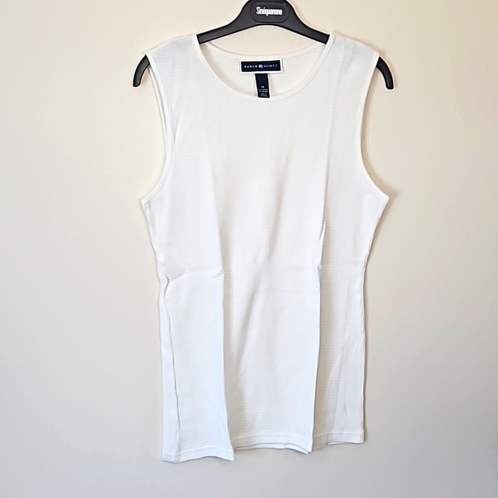 Karen Scott White Textured Tank Top Large